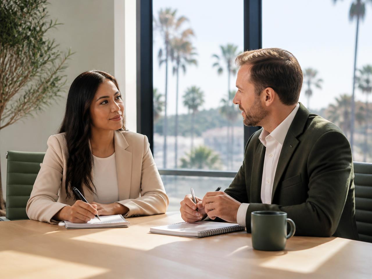 Prosperity Intelligence advisors meeting with a client in their Santa Monica office